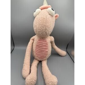 Pink Unicorn Plush Long Legs Stuffed Animal Soft Toy w Teal Mane 17”